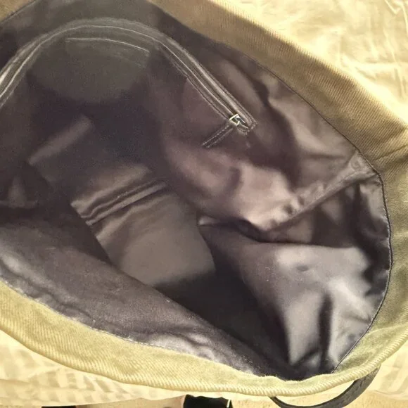 $1295 Authentic YSL Yves Saint Laurent Kahala Made in ITALY Green Canvas Totes - Picture 5 of 13